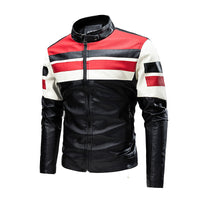 Men's PU Leather Biker Jacket - Stand Collar Motorcycle Coat - view 11