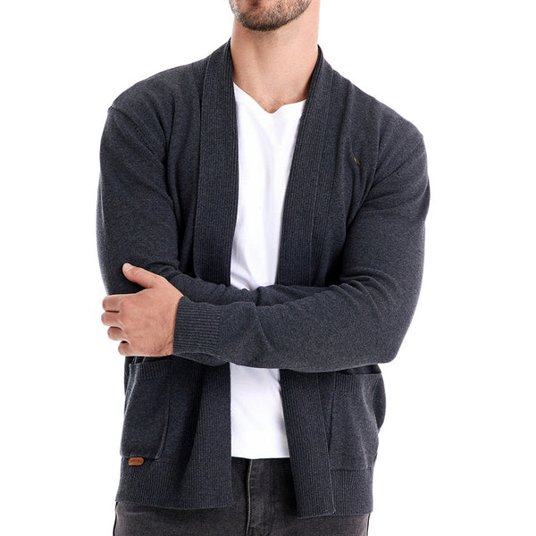 Men's Button Front Cardigan Sweater - Business Casual Knit Top - front view