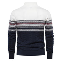 Men's Half Zip Stand Collar Sweater - Premium Knit Pullover - back view