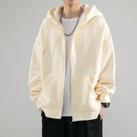 Men's Casual Zip Cardigan Jacket - Plus Size Solid Color - styled