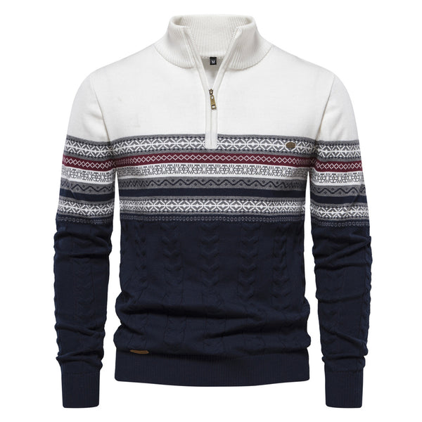 Men's Half Zip Stand Collar Sweater - Premium Knit Pullover