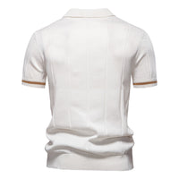 Men's Business Casual Knit Polo - Short Sleeve Collared Top - back view