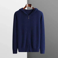 Men's Hooded Zip Knit Cardigan - Solid Color Sweater Hoodie - close up
