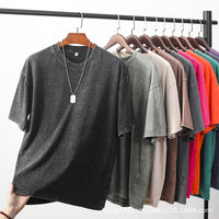 Men's Acid Wash Graphic T-Shirt - Distressed Retro Cotton Tee - close up