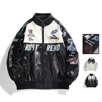 Men's PU Leather Varsity Jacket - Cotton Padded Baseball Coat - close up