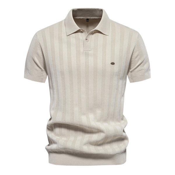 Men's Knit Polo Shirt - Short Sleeve Collared Top - front view