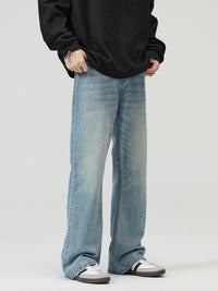 Men's Washed Light Blue Bootcut Jeans - back view