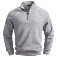 Men's Fleece-Lined Half Zip Sweatshirt - Stand Collar Pullover - model wearing