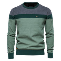 Men's British Stripe Crewneck Sweater - Classic Knit Pullover - fabric detail