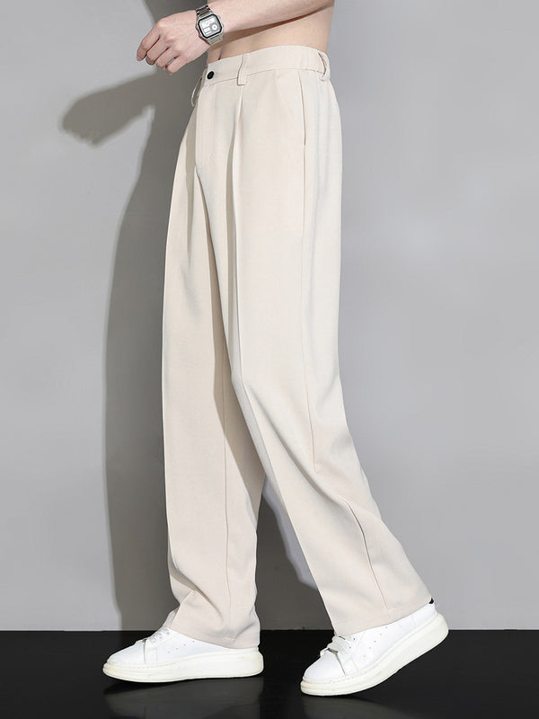 Men's Ice Silk Wide Leg Pants - Lightweight Summer Trousers - front view