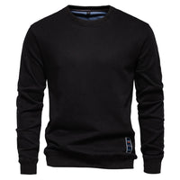 Men's Solid Crewneck Sweatshirt - Relaxed Fit Long Sleeve - close up