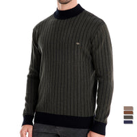 Men's Half Turtleneck Striped Sweater - Slim Fit Pullover - back view