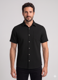 Men's Breathable Linen-Feel Polo Shirt — Relaxed Fit Short Sleeve Top