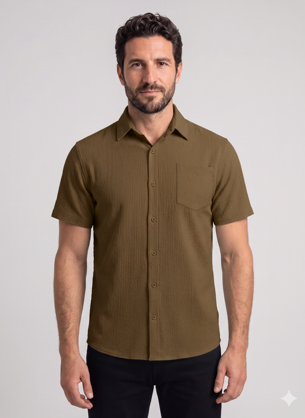 Men's Breathable Linen-Feel Polo Shirt — Relaxed Fit Short Sleeve Top