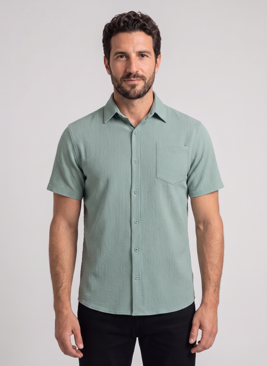Men's Breathable Linen-Feel Polo Shirt — Relaxed Fit Short Sleeve Top