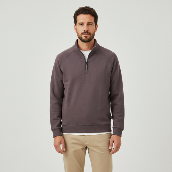 Men's Trendy Half Zip Sweatshirt - College Style Stand Collar