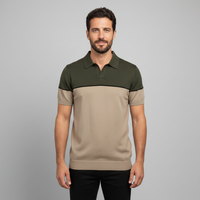 Men's Color Block Knit Polo - Short Sleeve Casual Collar Top