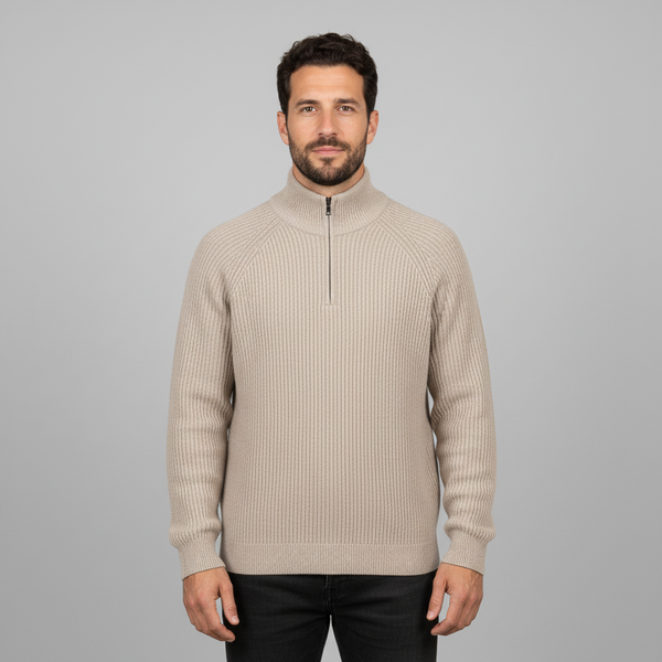Men's Fleece-Lined Half Zip Sweatshirt - Stand Collar Pullover