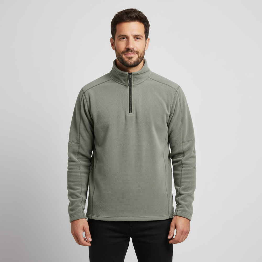 Men's Fleece Stand Collar Sweatshirt - Half Zip Pullover Top