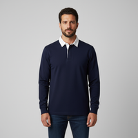 Men's Polo Collar Sweatshirt - Long Sleeve Casual Pullover