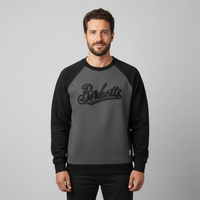Men's Velvet Crewneck Sweatshirt - Contrast Stitch Oversized