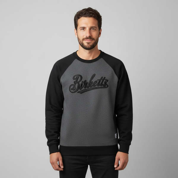 Men's Velvet Crewneck Sweatshirt - Contrast Stitch Oversized