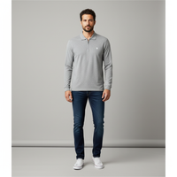 Men's Embroidered Zip Polo - Slim Fit Cotton Short Sleeve