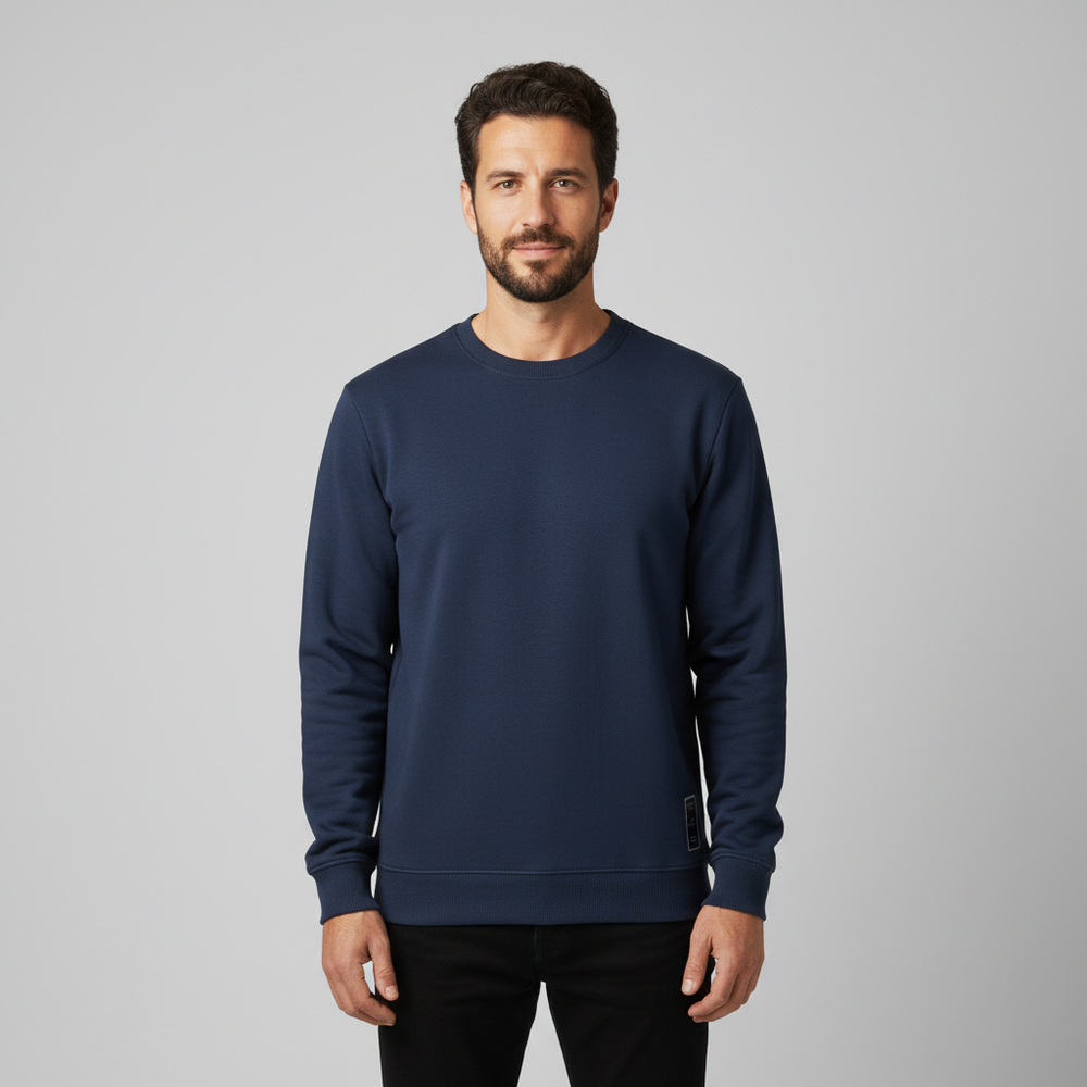 Men's Solid Crewneck Sweatshirt - Relaxed Fit Long Sleeve