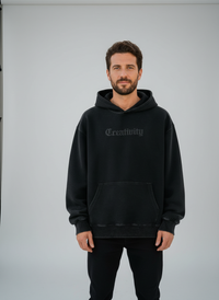 Men's Washed Graphic Hoodie - Heavyweight Fleece Pullover Sweatshirt