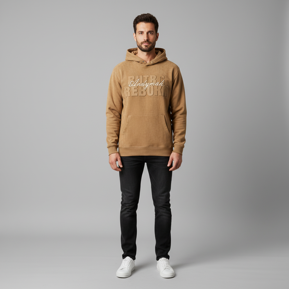 Men's Premium Suede Hoodie - Heavyweight Hooded Jacket