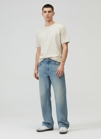 Men's Washed Light Blue Bootcut Jeans - full body