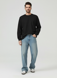 Men's Washed Light Blue Bootcut Jeans - model wearing