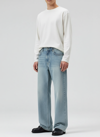 Men's Light Blue Washed Loose Straight Jeans - detail