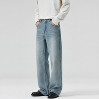 Men's Light Blue Washed Loose Straight Jeans - view 12