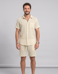 Men's Casual Polo & Pants Set — Short Sleeve Lapel Two-Piece Summer Suit