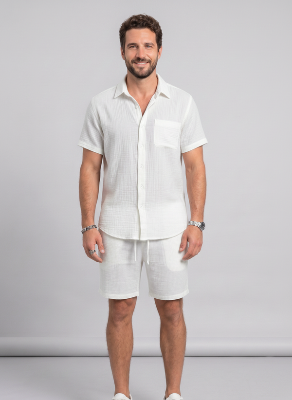 Men's Casual Polo & Pants Set — Short Sleeve Lapel Two-Piece Summer Suit