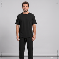 Men's Minimal T-Shirt & Pants Set — Solid Color Summer Two-Piece Outfit