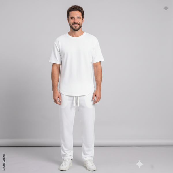 Men's Minimal T-Shirt & Pants Set — Solid Color Summer Two-Piece Outfit