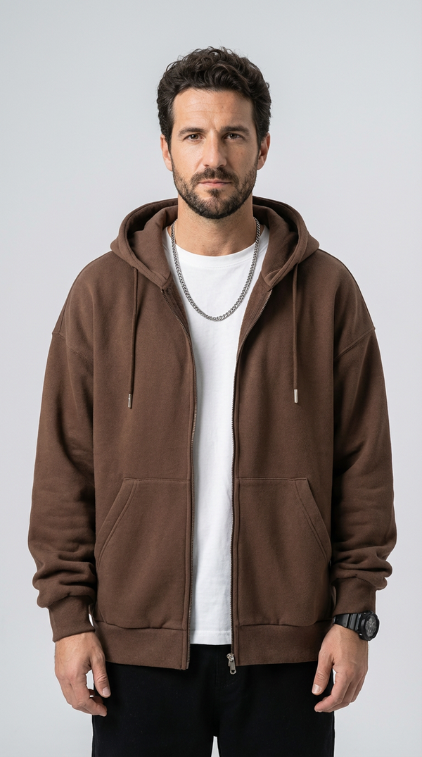 Men's Casual Zip Cardigan Jacket - Plus Size Solid Color