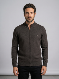 Men's Full Zip Knit Cardigan - Solid Color Long Sleeve Sweater