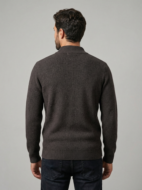 Men's Full Zip Knit Cardigan - Solid Color Long Sleeve Sweater - front view
