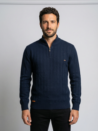 Men's Striped Half Zip Sweater - Stand Collar Business Knit