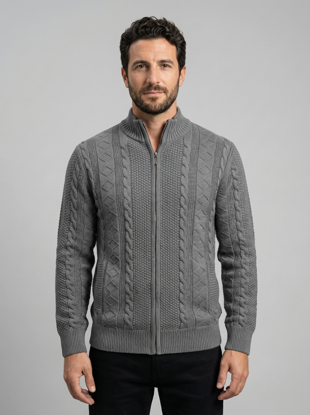 Men's Knit Cardigan Jacket - Full Zip Sweater Coat