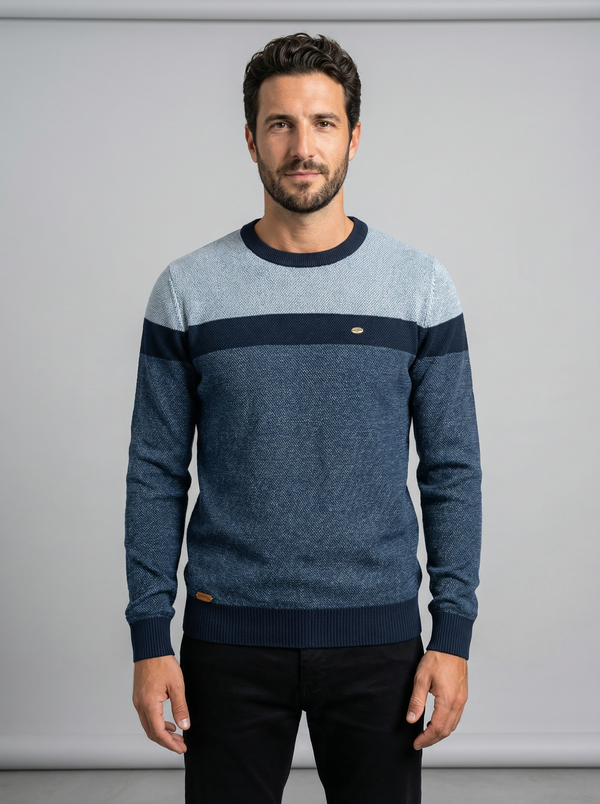 Men's British Stripe Crewneck Sweater - Classic Knit Pullover