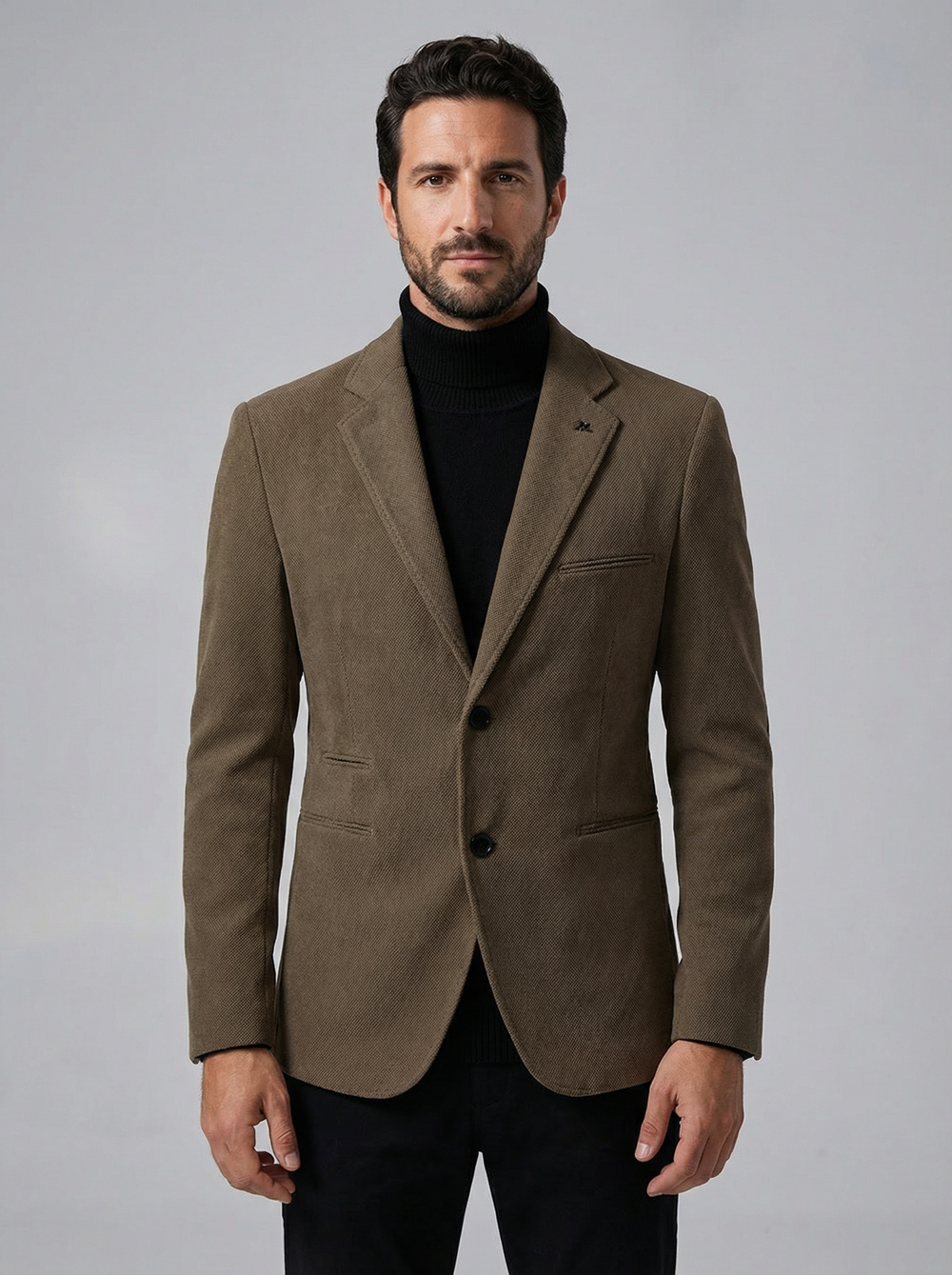 Men's Slim Fit Two-Button Blazer - Solid Color Sport Coat