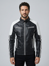 Men's PU Leather Biker Jacket - Stand Collar Motorcycle Coat