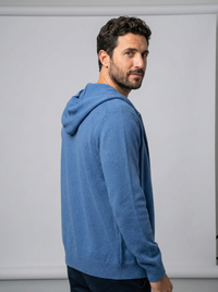 Men's Hooded Zip Knit Cardigan - Solid Color Sweater Hoodie - front view